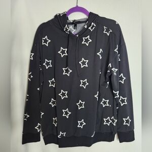 Black Star Patterned Women's Hoodie